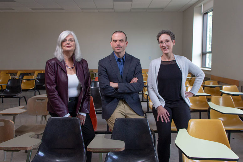Left to right: Dr. Lesley Biggs (PhD), Dr. Benjamin Hoy (PhD), Wenona Partridge.